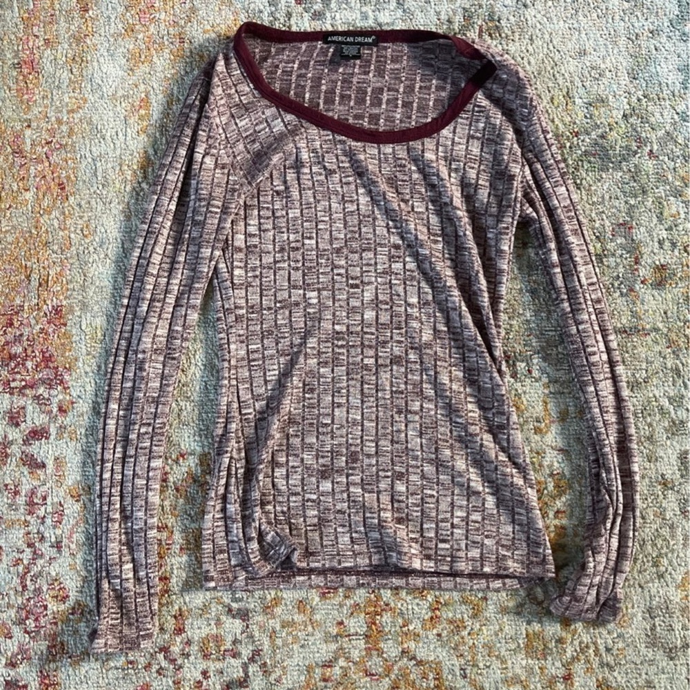 American Dream Red Fitted Ribbed Blouse